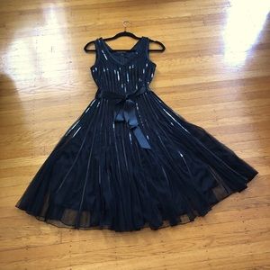 Black sequinned evening dress, black, sleeveless, beautiful, XS (fits like S)